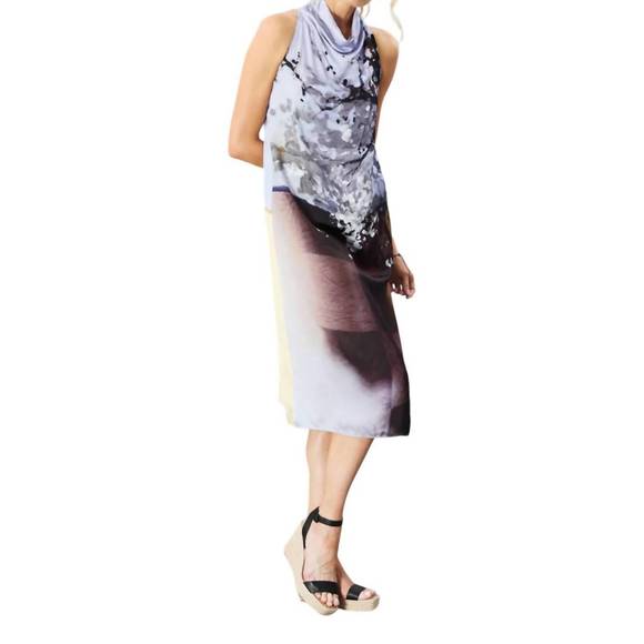 NEW LOLA & SOPHIE printed funnel neck maxi dress in purple - Picture 1 of 2
